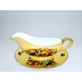 Aynsley orchard gold bone china porcelain Gravy Boat & Stamd in the Orchard Gold