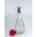 PROHIBITION ERA (1935-1964) CLEAR CUT GLASS GENIE DECANTER WITH PURPLE RING NECK
