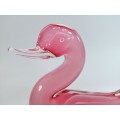 Elegant Murano Sommerso Pink Art Glass Large  Swan Duck Bird