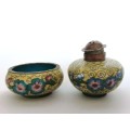 Beautiful vintage Chinese cloisonne cruet set, dating from the 1950s