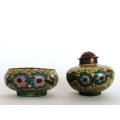 Beautiful vintage Chinese cloisonne cruet set, dating from the 1950s