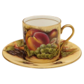 Aynsley Orchard Gold Still Life Fruit Pattern 4 Coffee Cups and Saucers