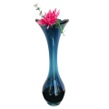 Tall blue turquoise Mid-century Swedish ASEDA glass vase, designed by BO Borgstrom