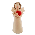 Willow Tree style wooden angel with red heart