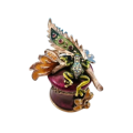 Jay Strongwater Swarovski Jeweled Frog on Leaf Enamel Trinket Pill Box
