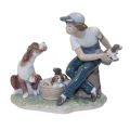 Lladro - This One`s Mine 5376 Figurine  Boy With Dog And Puppies