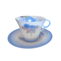 Shelley China Tea Trio, Blue Phlox, Regent Shaped Cup, Ring Handle,Art Deco