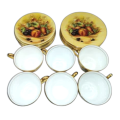 Aynsley Orchard Gold Fruit Pattern Trio`S Cup Saucer And Side Plate x 6