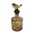 Vintage Glass Bottle With Enamel Bird Bottle Stopper