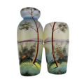 Two Art Nouveau Style Painted Glass Vases