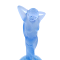 Art Deco Pressed Glass Ice Blue Satin Seated Maiden Flower Frog Statue