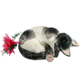 Large Black and White Pottery Sleeping Cat