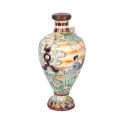 Large Japanese Satsuma Two-Handled Vase Depicting Geisha, Warriors And Irises