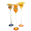 Three Extremely Delicate Tiffany-Style Favrile Glass Long Stemmed Candleholders