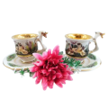Fabulous Capodimonte Handmade Hand Painted Tea Cups And Saucers Italy