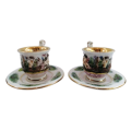 Fabulous Capodimonte Handmade Hand Painted Tea Cups And Saucers Italy