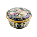 Beautiful Japanese Round Lidded Trinket Pot Navy And Gold With Birds