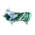 Avondale Handmade Green and Blue Glass Pig Paperweight