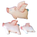 Set Of three Flying Ceramic Pigs
