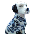 Pair Of Blue And White Porcelain Dog Craquelure Wares Mantle Bookends