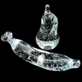 Large Glass Pear and banana paperweights