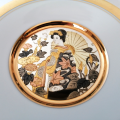 Hamilton Collection Japanese floral calendar Summer Chokin plate 23K gold trim