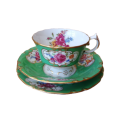 Exquisite Victorian Staffordshire cabinet cup, saucer, and plate Trio