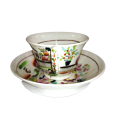 Georgian Hilditch & Son Chinoiserie Porcelain Tea Bowl and Saucer Duo