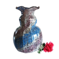 Vsart Monart, Scotland glass vase in blue, white and plum, circa 1935