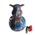 Vsart Monart, Scotland glass vase in blue, white and plum, circa 1935