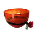 Murano Hand Blown Bowl in a mottled orange and black stripe