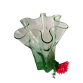 Art Deco Green Large Glass Handkerchief Vase