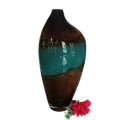 Handblown Large Turquoise and Brown Glass Vase