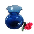 Beautiful Deep Blue Vase with a Ruffled Top