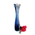 Vintage Art Glass Stunning Blue and Clear Tall Vase