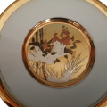 Hamilton Collection Japanese floral calendar Winter Chokin plate 23K gold trim