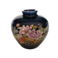 Kutani Cobalt Blue Vase Cart Gold and Pink Lotus Flowers.