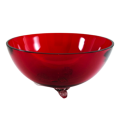 Mid Century, Vcelnicka, Bohemian Ruby Glass Bowl with Swirled Foot Detail