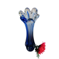 Murano Tall Blue and Clear Hand Blown Vase