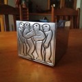 Early Carrol Boyes Functional Art Pewter Bowl Heavy Notepad Holder