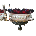 Antique Art Glass Jam Bowels in an Silverplated Cruet Holder