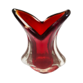 Murano Fishtail Red and Clear Vase Unusual Shape