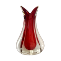 Murano Fishtail Red and Clear Vase Unusual Shape