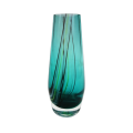Stunning Art Glass Vase Turquoise Body with Strips of Colour