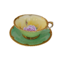 Paragon Fine Bone China Green with Cabbage Rose Demitasse Cup and Saucer