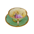Paragon Fine Bone China Green with Cabbage Rose Demitasse Cup and Saucer