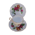 Roslyn Fine Bone China Shadow Rose Cup and Saucer Plate Trio