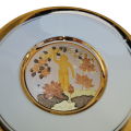 Hamilton Collection Japanese floral calendar Buddha`s Birthday Chokin plate 23K gold trim