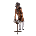 Stunning Erotic Bronze Sculpture of Nude Lady on stool