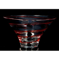 Polish Krosno clear glass fruit bowl with a ruby red spiral design